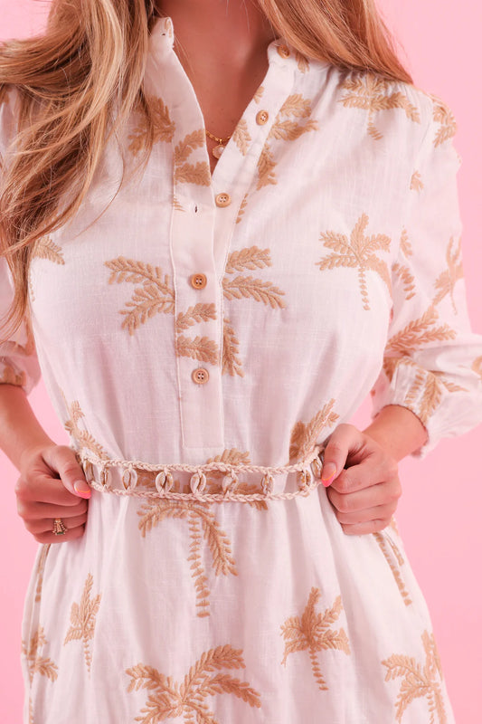 Embroidered Linen Midi Dress (8264825831632)