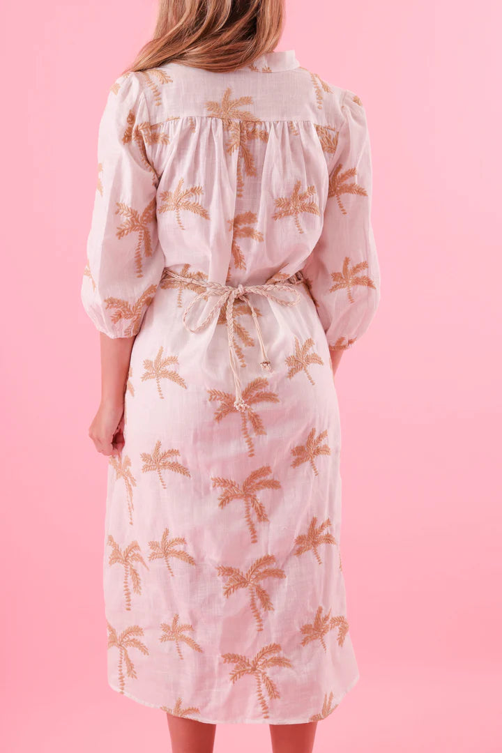 Embroidered Linen Midi Dress (8264825831632)