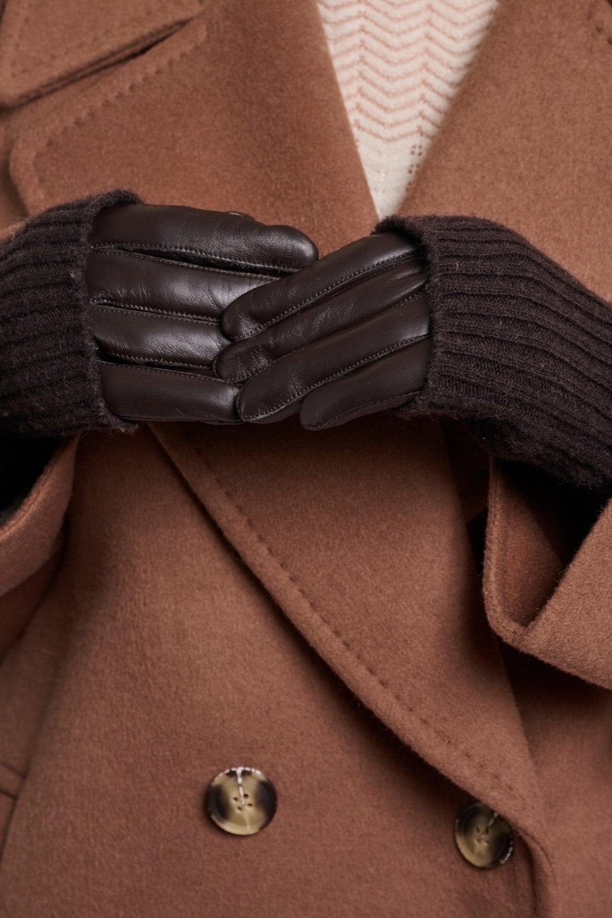 Infinity Leather Gloves Knitted Sleeve
