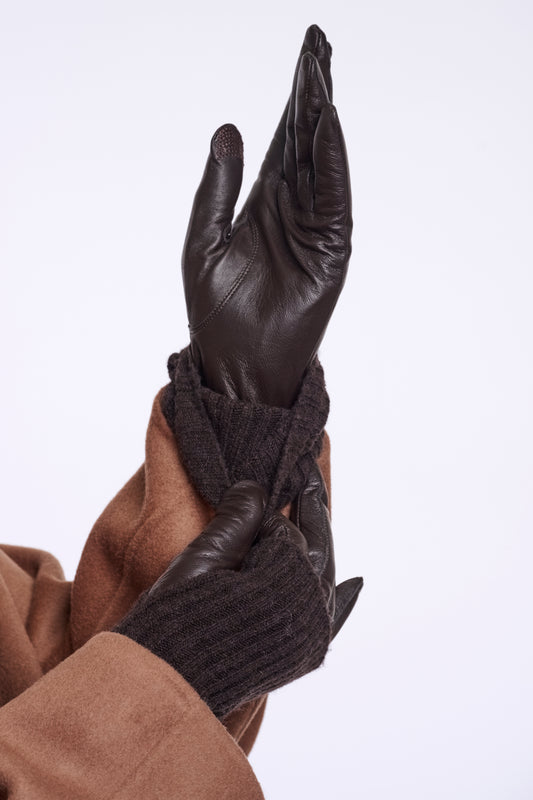 Infinity Leather Gloves Knitted Sleeve