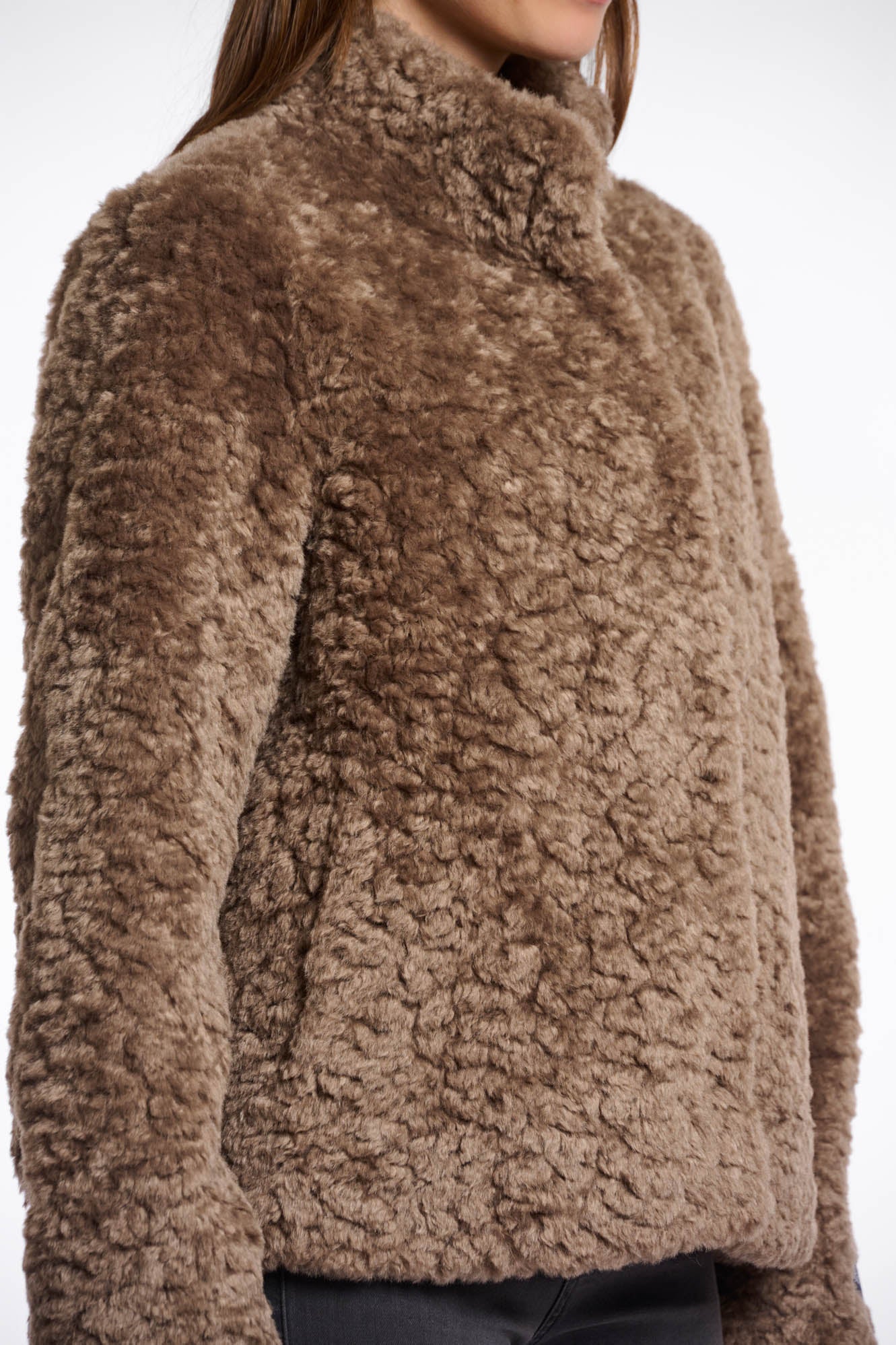 Kion Faux Fur Jacket With High Neck (8344775229648)