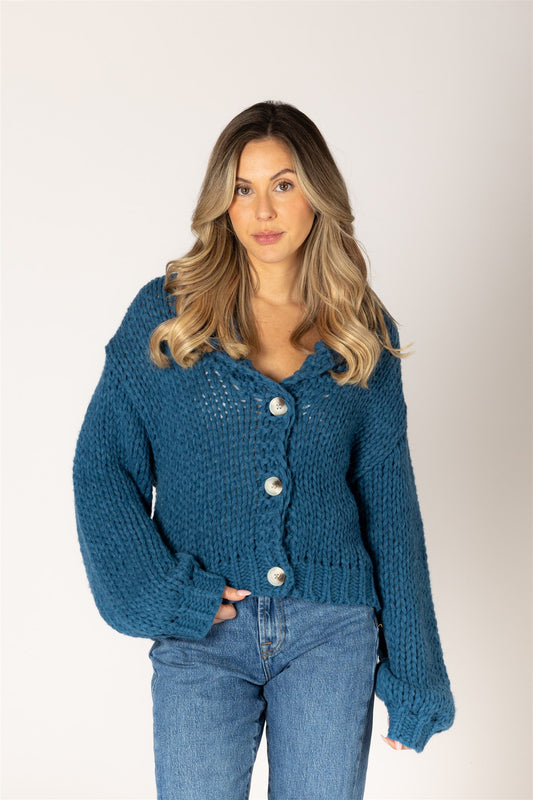 Cardigan en cœur tricoté main
