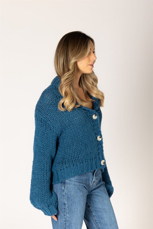 Cardigan en cœur tricoté main