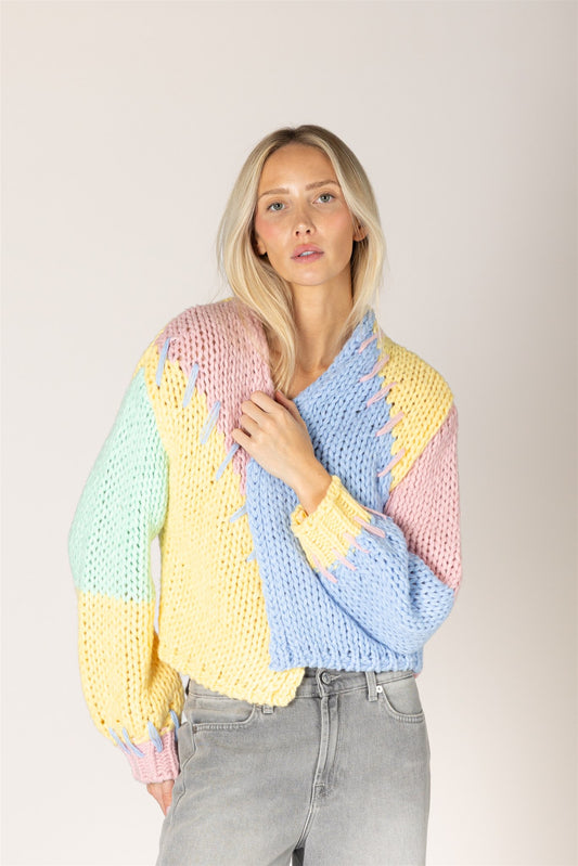 Cardigan ouvert tricoté main