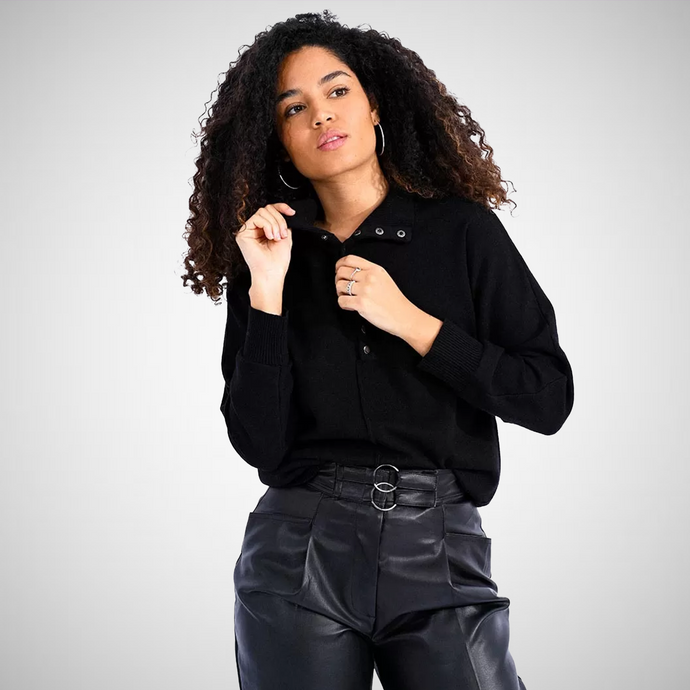 High Neck Buttoned Sweater (7963309965520)