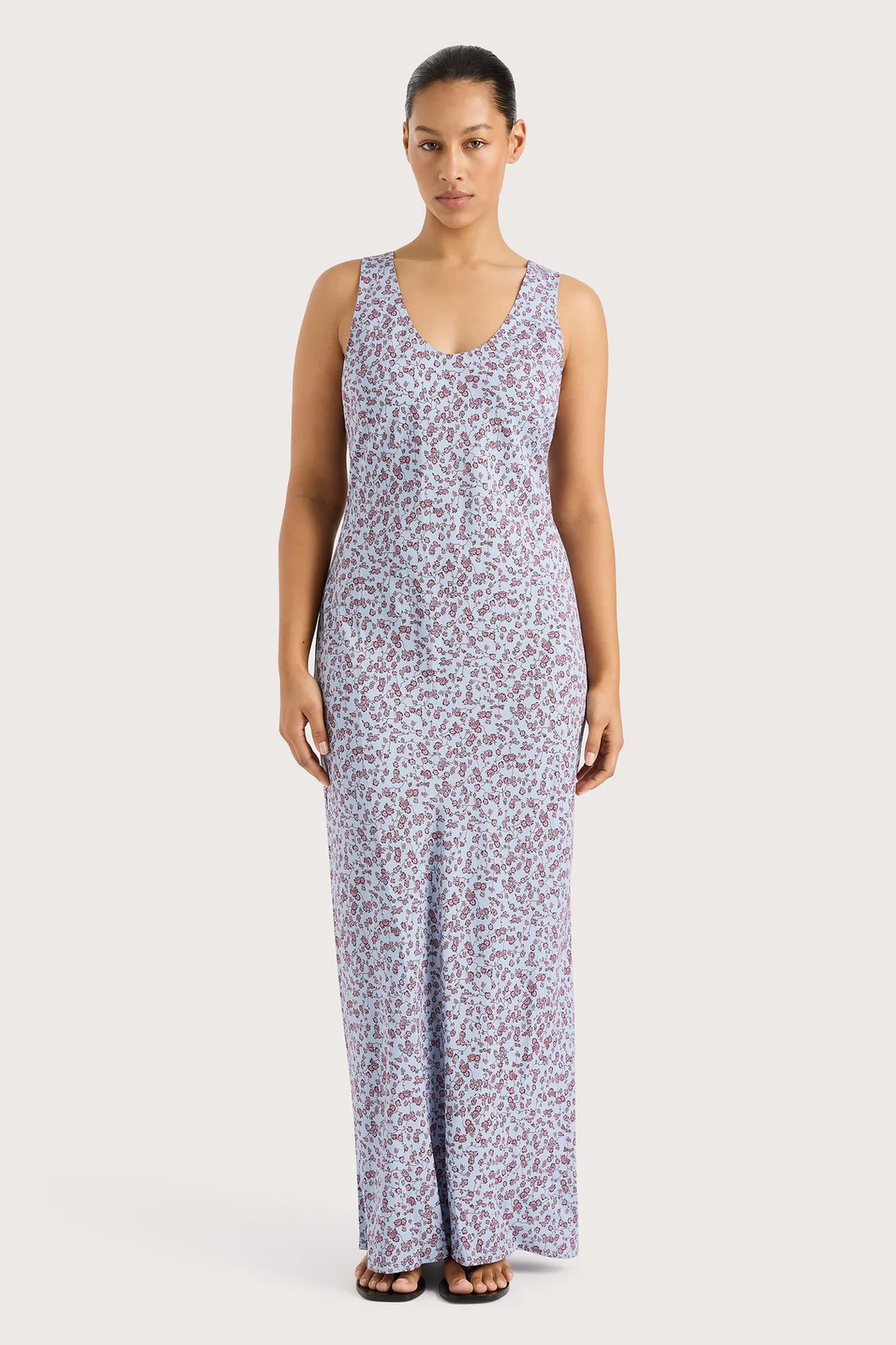 Amaryllis Floral long dress (8245135474896)