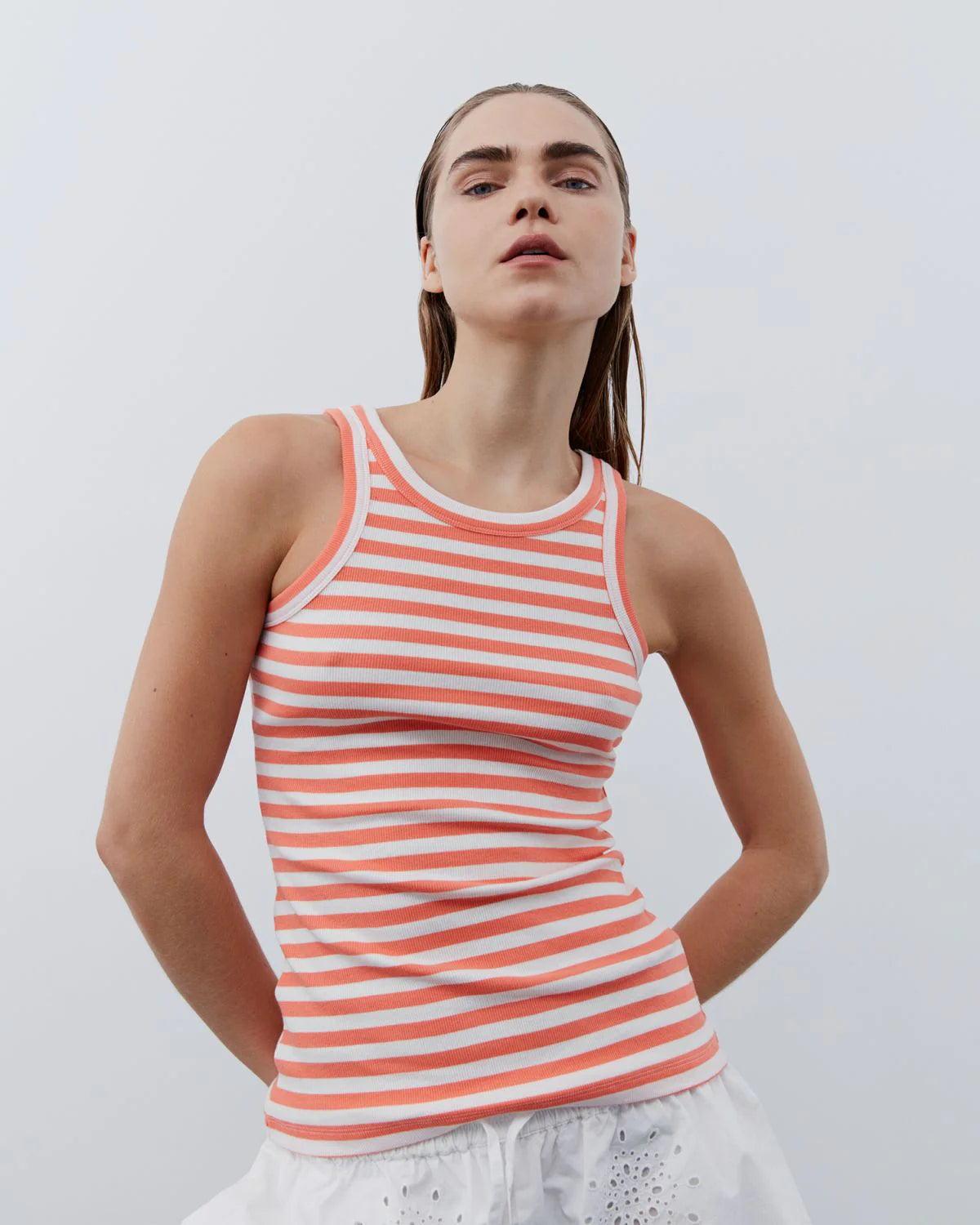 Elana Coral Striped Top (8099181920464)
