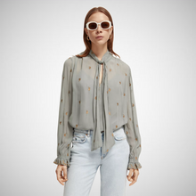 Load image into Gallery viewer, Embroidered Top With Tie Neck (7924885094608)

