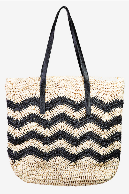 Zig Zag Stripe Braided Tote Bag (7916003360976)
