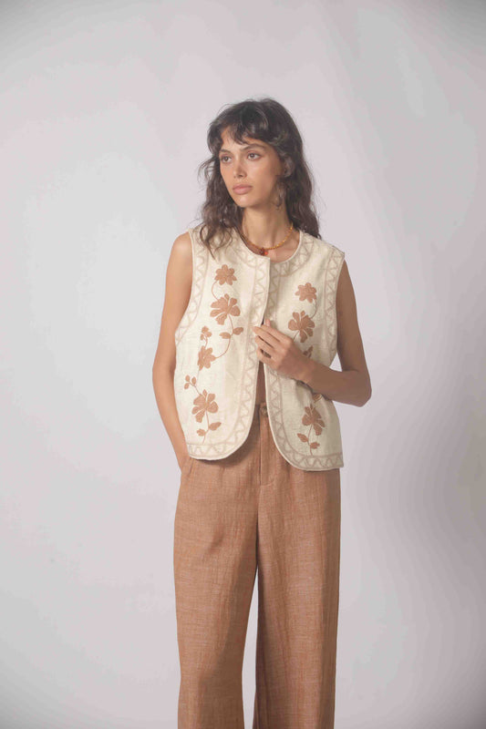 Gilet brodé à fleurs