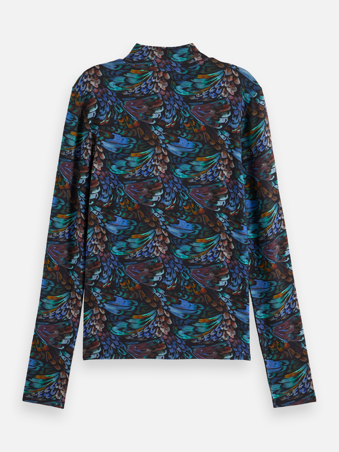 All Over Printed Mock Neck Long Sleeve T-Shirt