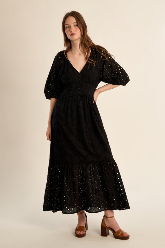 Floral Embroidery Maxi Dress