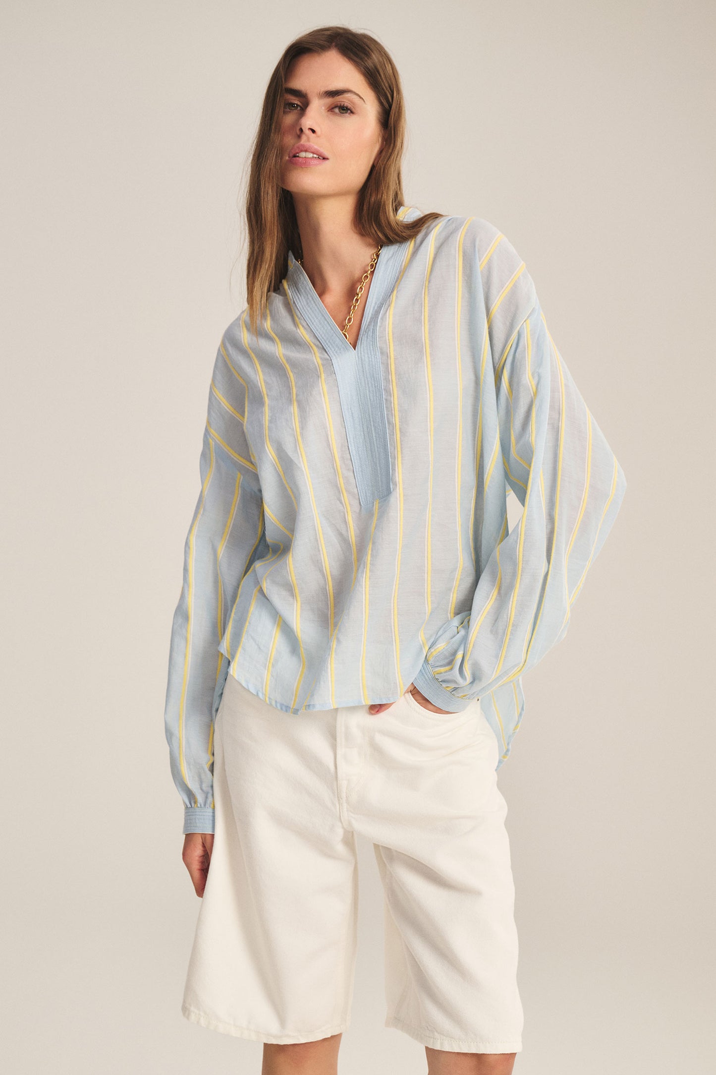 Haut à rayures teintes en fil