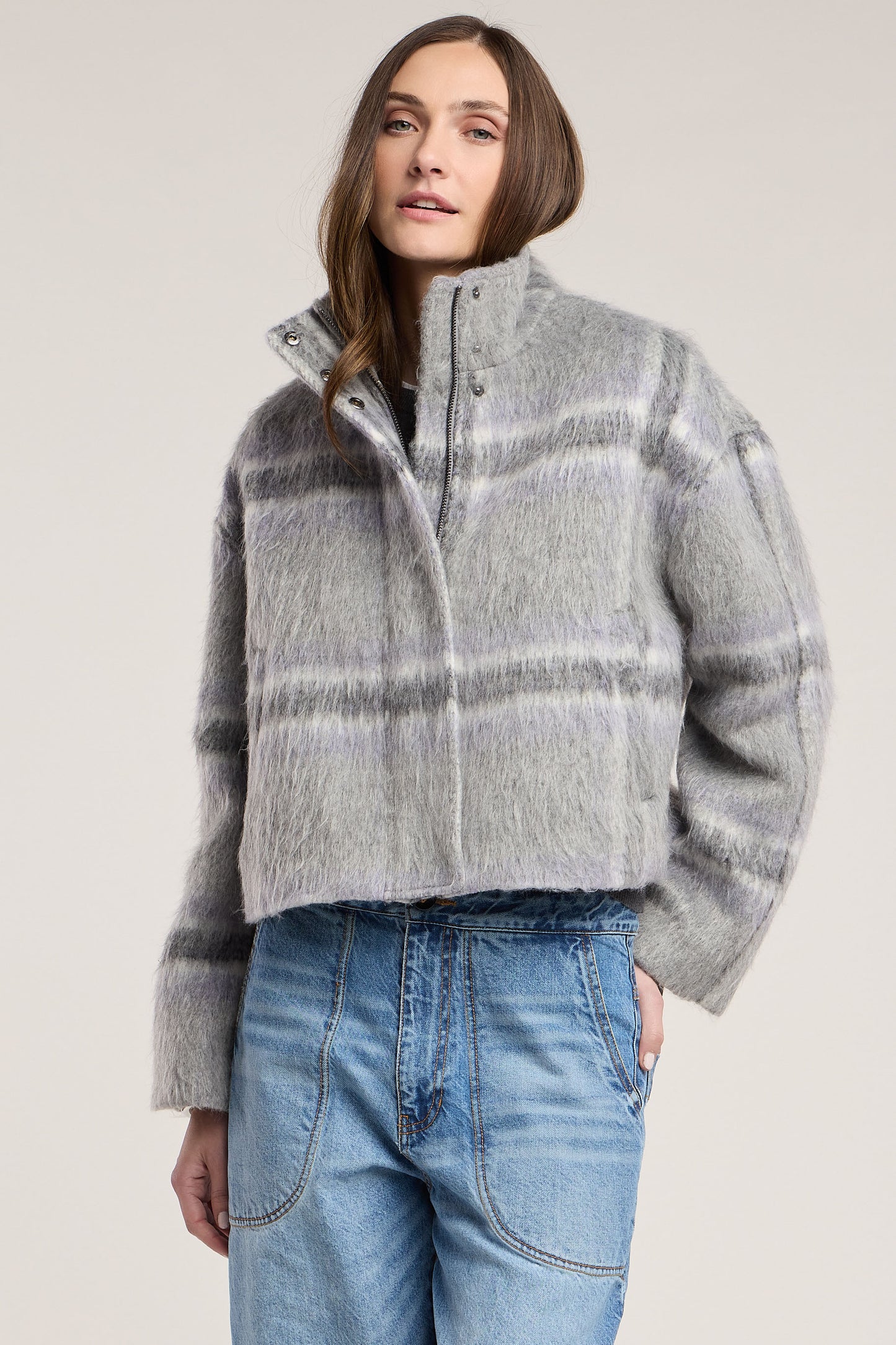 Veste à carreaux brossée