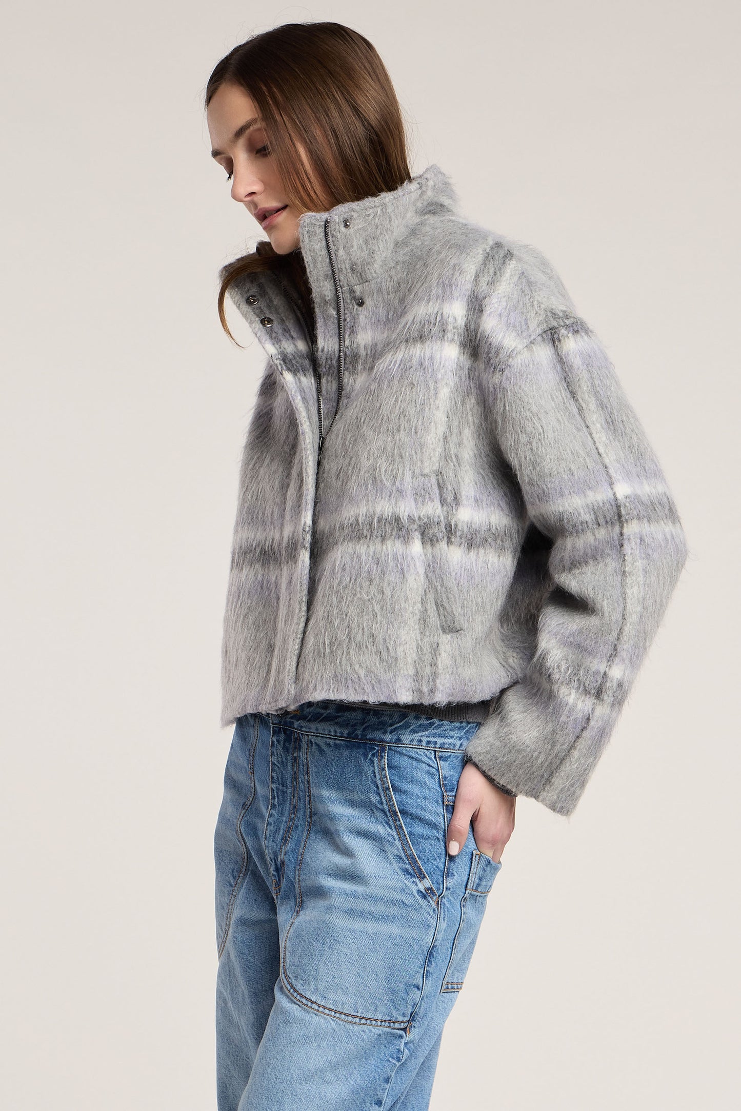 Veste à carreaux brossée