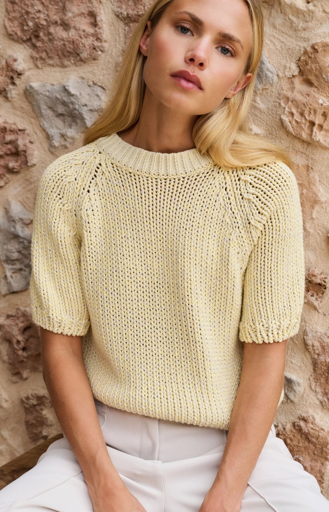 Heavy Yarn Sweater Short Sleeve