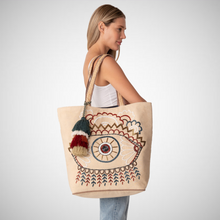 Load image into Gallery viewer, Bohemian Beaded Evil Eye Tote Bag (7915276173520)
