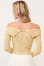 Load image into Gallery viewer, Knitted Off Shoulder Zip Up Crop Sweater (8027658485968)
