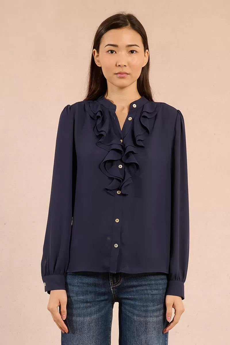 Flowing Shirt With Jabot Collar (8345880297680)