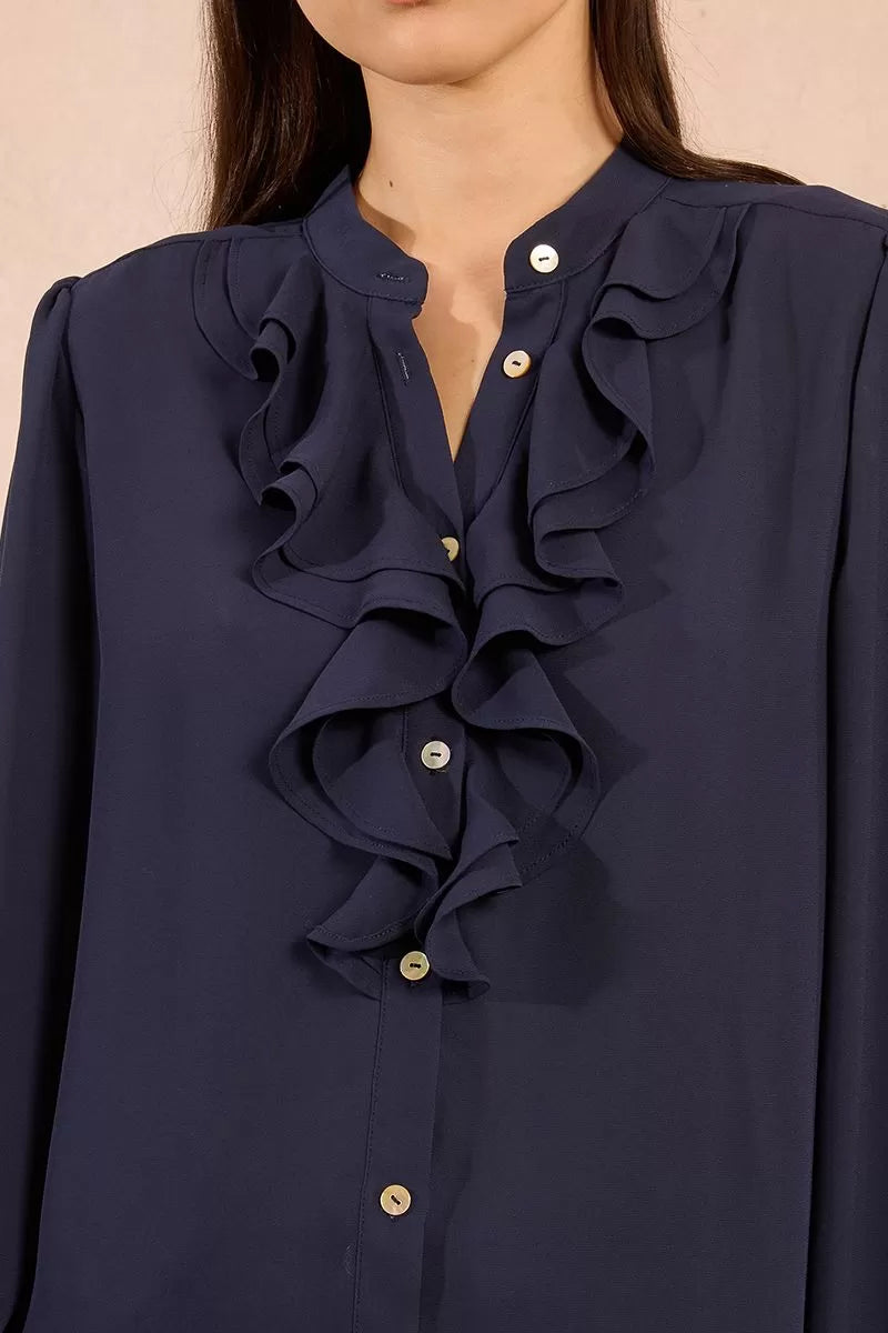Flowing Shirt With Jabot Collar (8345880297680)