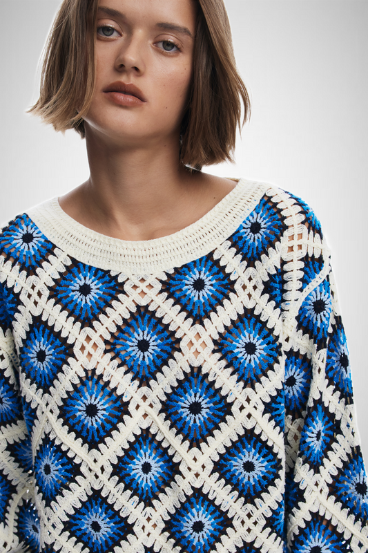 Multi Colour Crotchet Sweater (8254680760528)