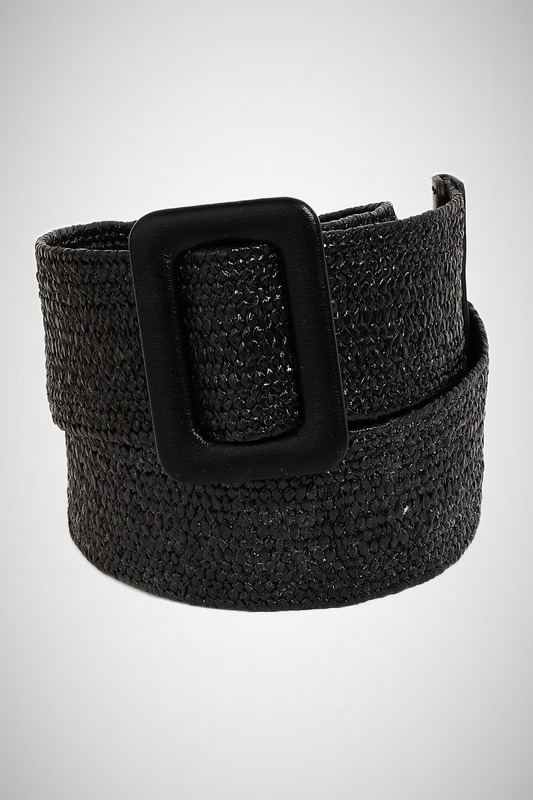 Rectangle Buckle Straw Braided Belt (8258937520336)