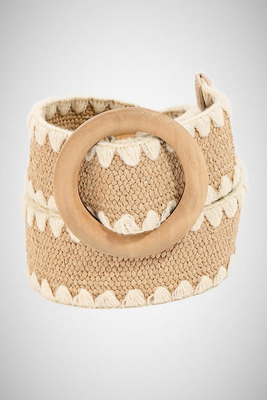 Wooden Round Buckle Braided Fashion Belt (8258937553104)