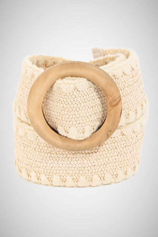 Wooden Round Buckle Braided Fashion Belt (8258937553104)