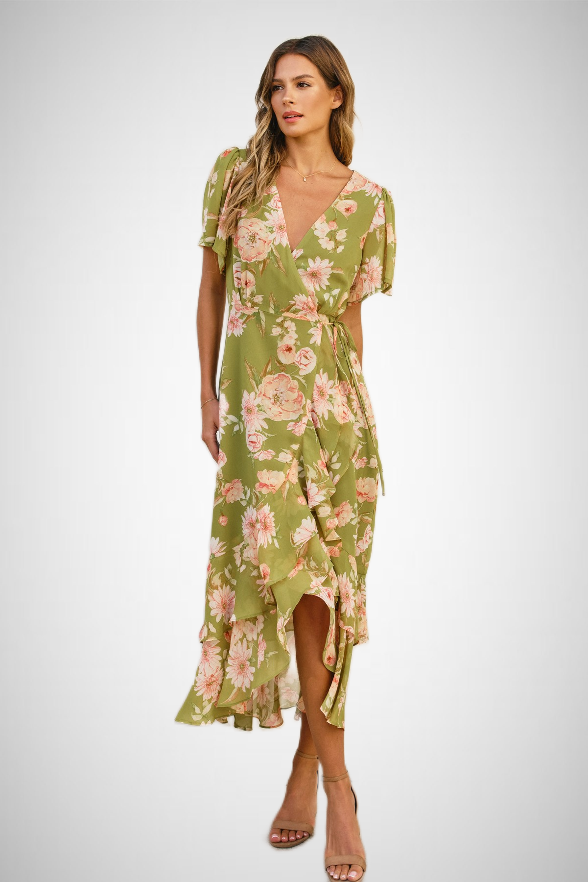 Dream Girl Double Ruffled Hem Wrap Dress (8276755906768)