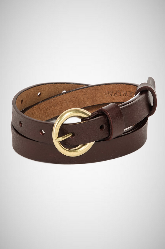 Faux Leather Thin Circle Buckle Belt (8258937684176)