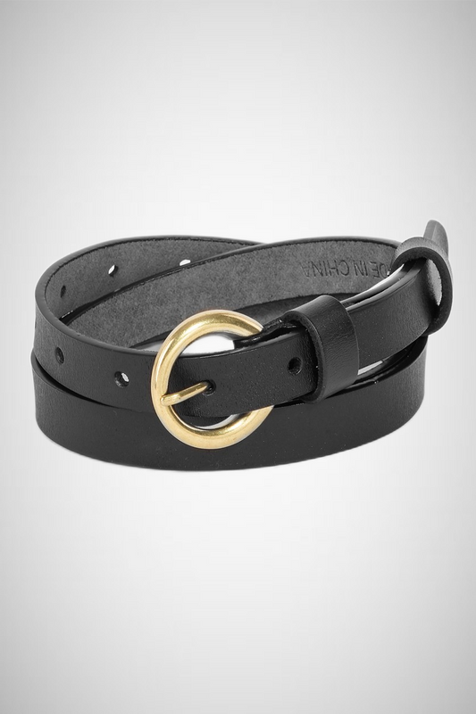 Faux Leather Thin Circle Buckle Belt (8258937684176)