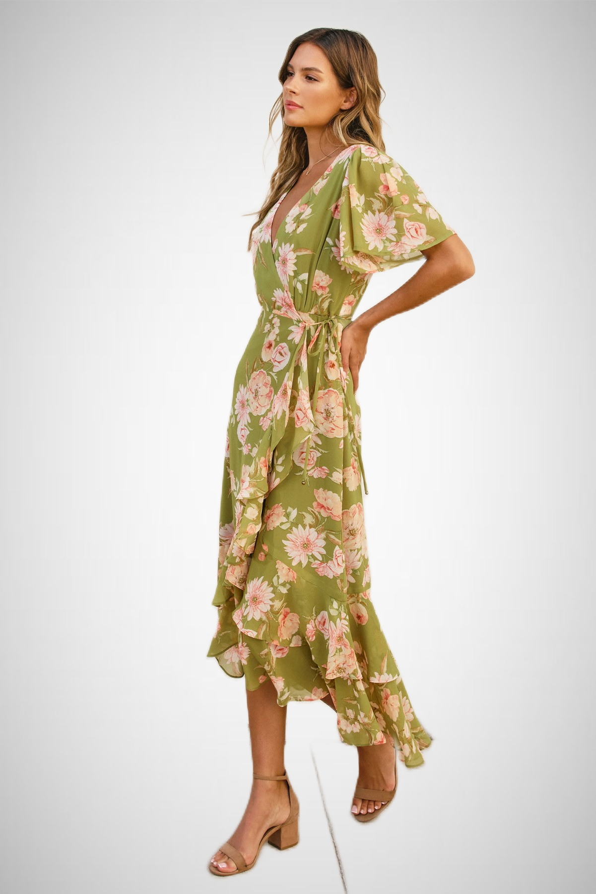 Dream Girl Double Ruffled Hem Wrap Dress (8276755906768)