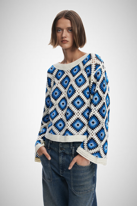 Multi Colour Crotchet Sweater (8254680760528)