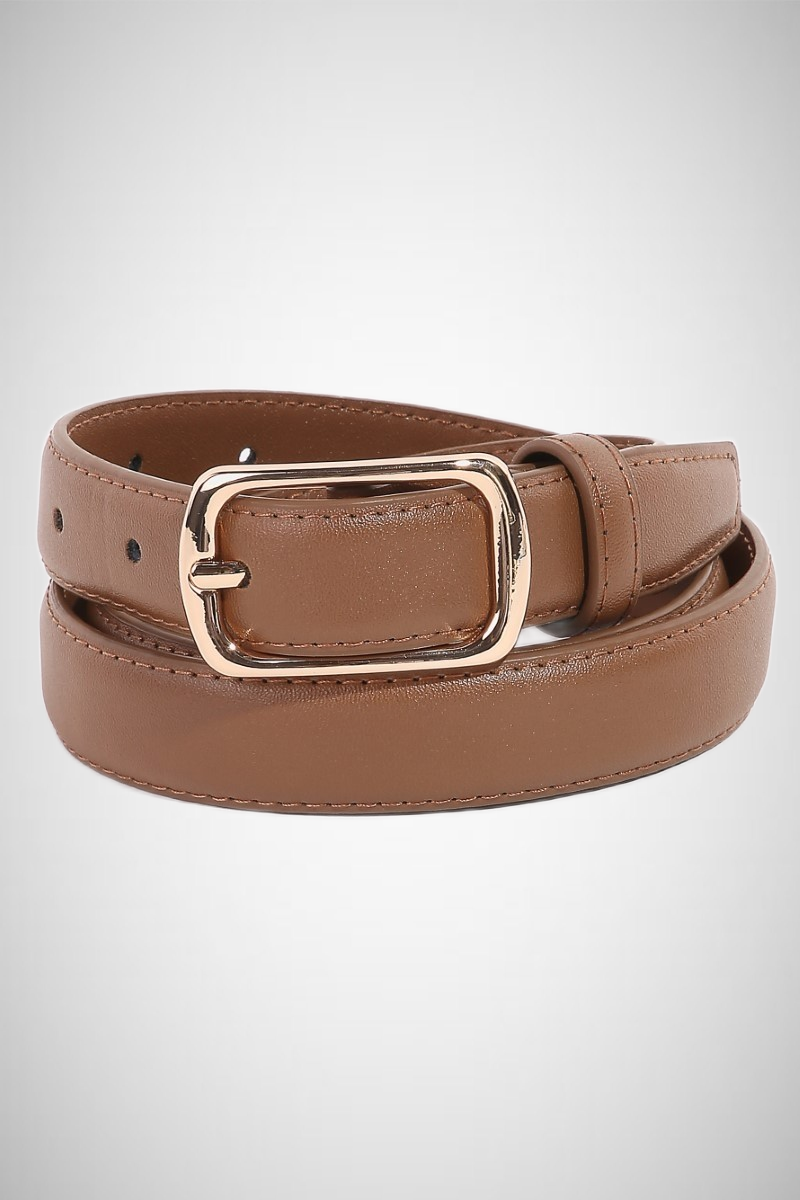 Metallic Rectangle Buckle Leather Belt (8258937880784)