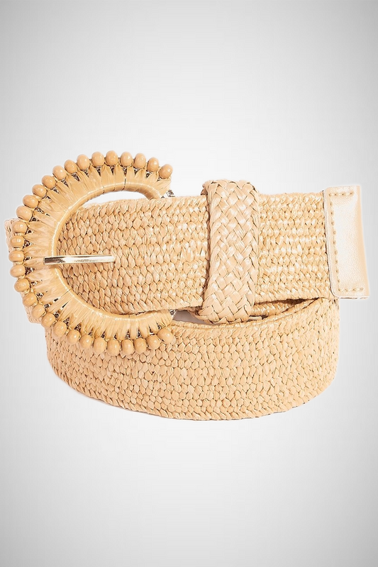 Elastic Braided And Beaded Crescent Buckle Belt (8258937782480)