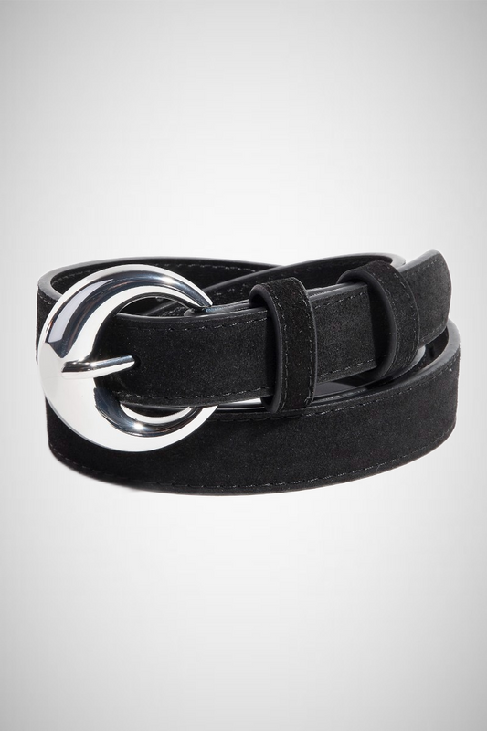 Round Buckle Rough Leather Belt (8258937979088)