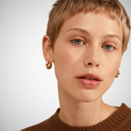 Aica Recycled Chunk Hoop Earrings Gold-Plated (8302556414160)