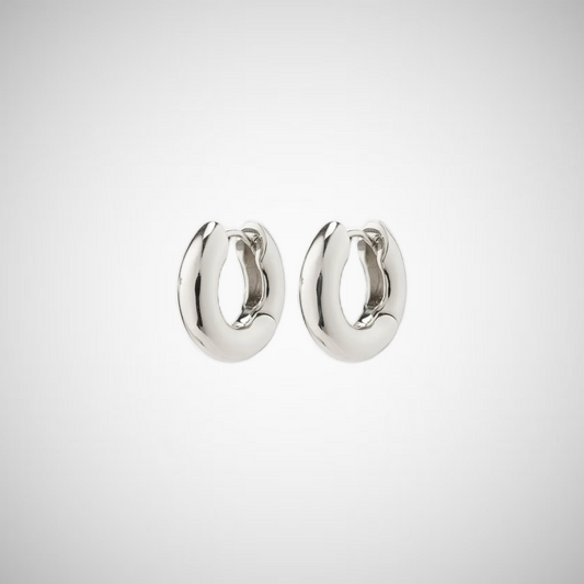 Aica Recycled Chunky Huggie Hoop Earrings Silver-Plated (8302556315856)