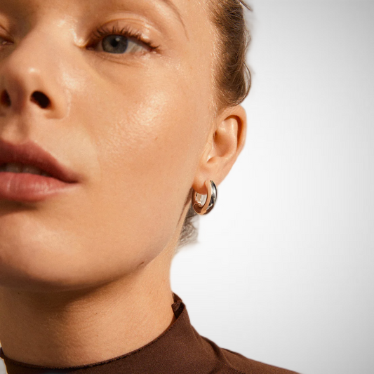 Aica Recycled Chunk Hoop Earrings Silver-Plated (8302556381392)