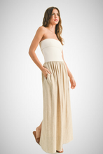 Charger l&#39;image dans la galerie, Linen With Ribbed Knitted Top Combo Dress (8258931687632)
