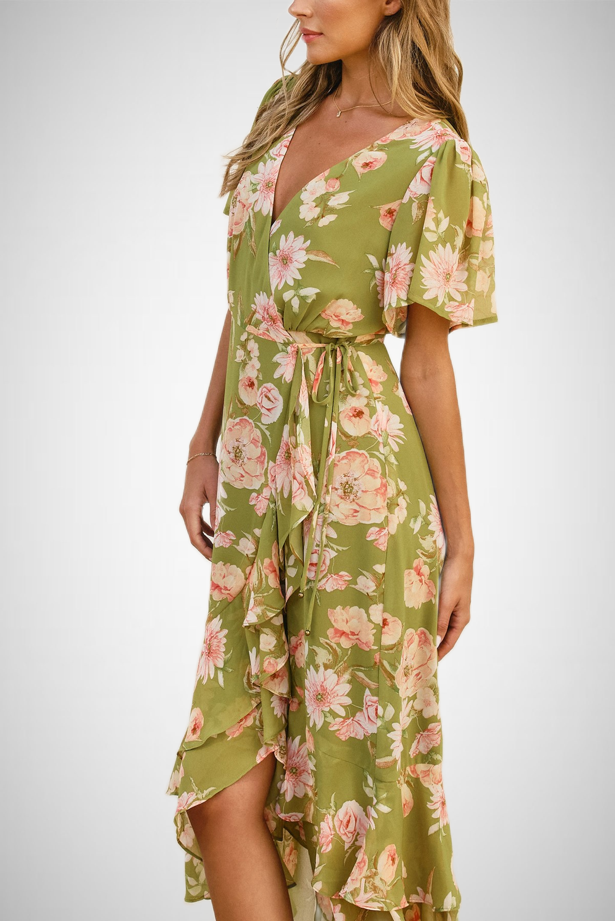 Dream Girl Double Ruffled Hem Wrap Dress (8276755906768)