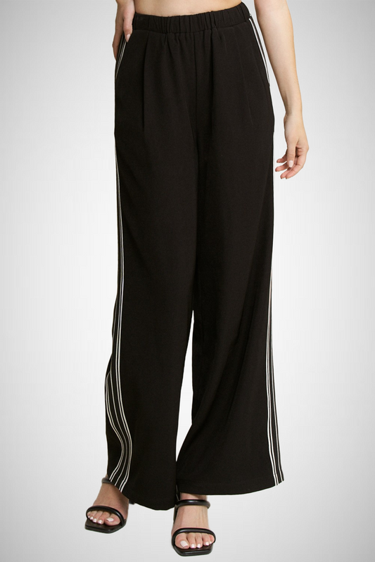 Side Stripe Trim Wide Leg Pant (8260446879952)