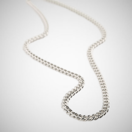 Fuchsia Recycled Curb Chain Necklace Silver-Plated (8302555332816)
