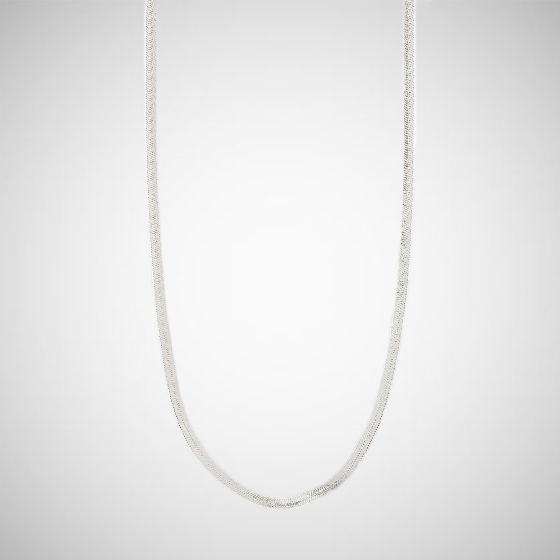 Joanna Recycled Flat Snake Chain Necklace Silver Plated (8302555168976)