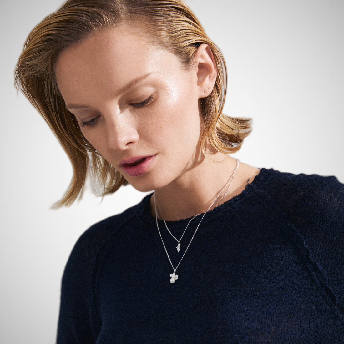 Zhuri Recycled Necklace 2-In-1 Set Silver-Plated (8302555037904)