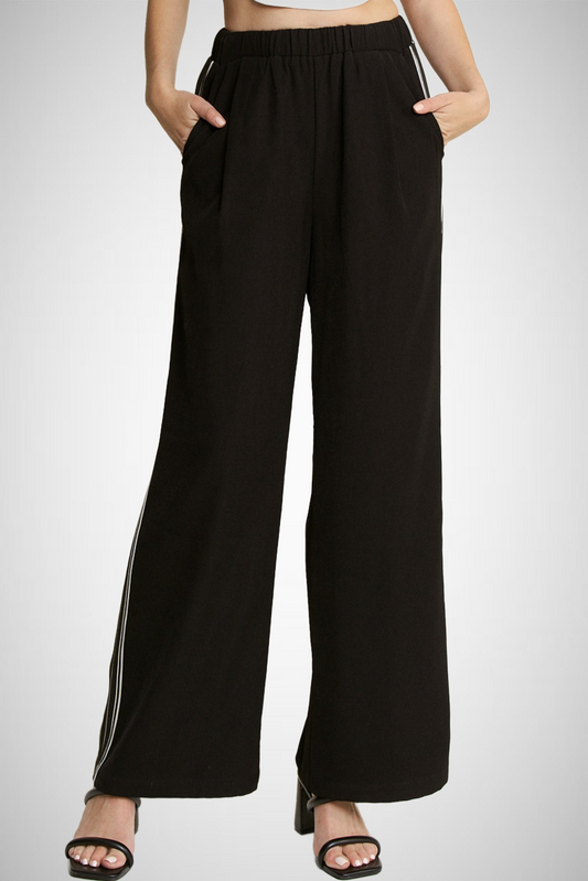 Side Stripe Trim Wide Leg Pant (8260446879952)