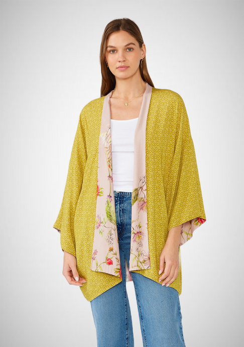 Pink Reversible Floral Print Kimono Cover Up (8261795905744)