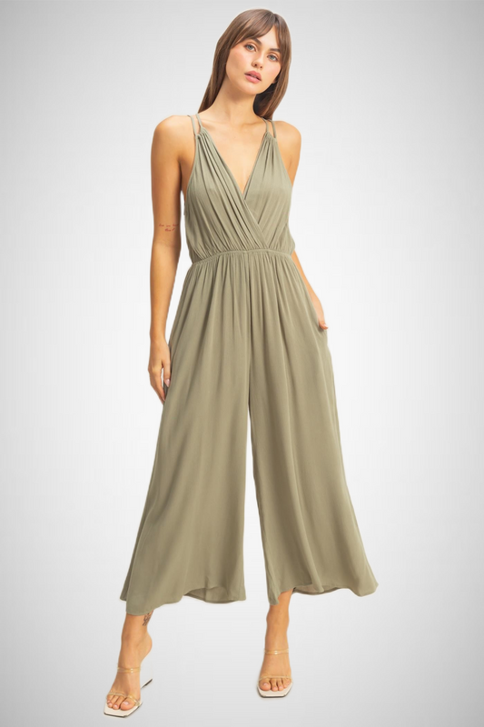 Surplice Bodice Wide Leg Jumpsuit (8268850004176)