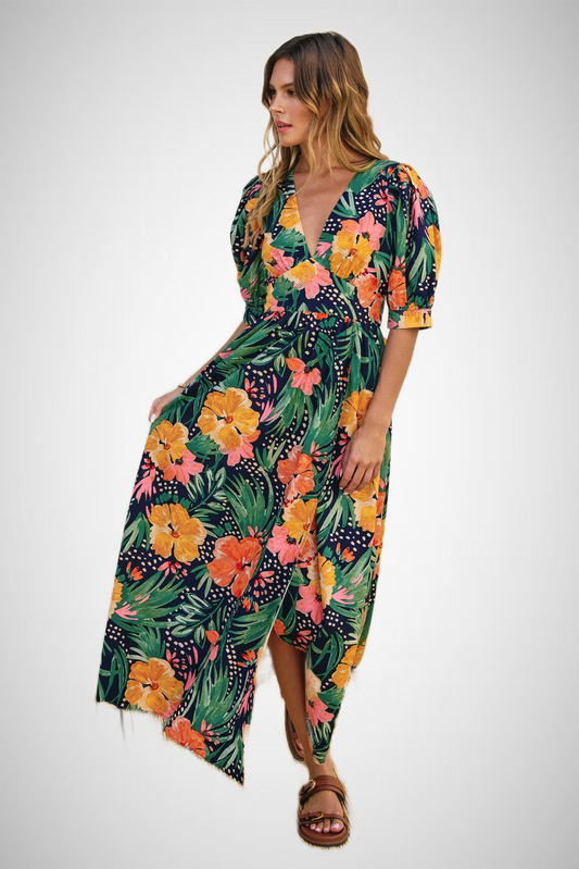 Hibiscus Surplice Slit Maxi Dress (8276756332752)