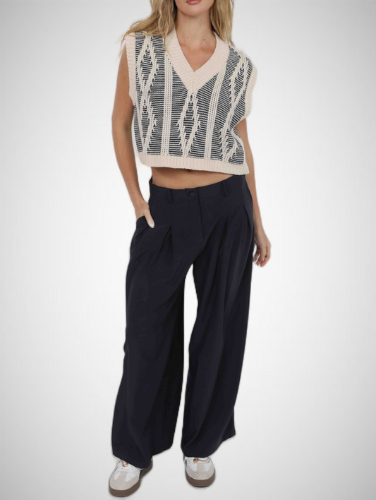 Macy Two Tone Cable Knit Sweater Vest (8343074111696)